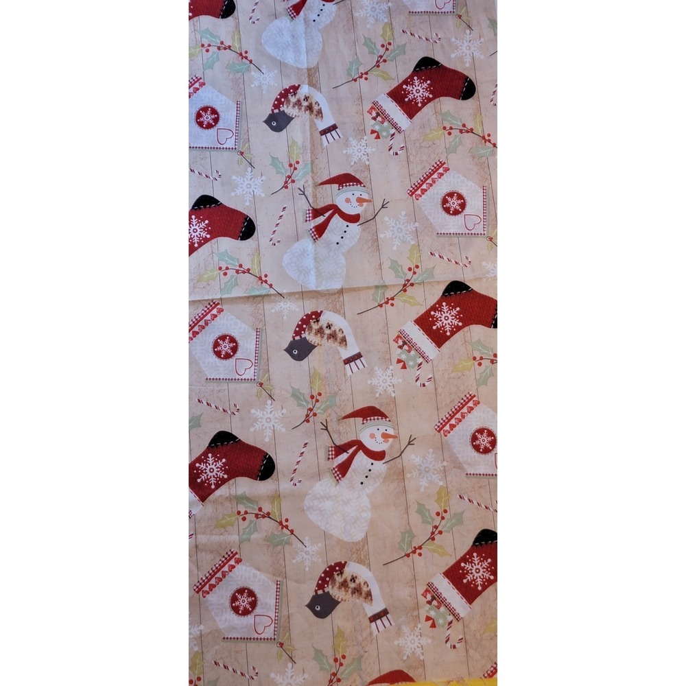 Winter Christmas Hancock Quilting Sewing Fabric Snowman Birdhouse Stocking 2 Yd